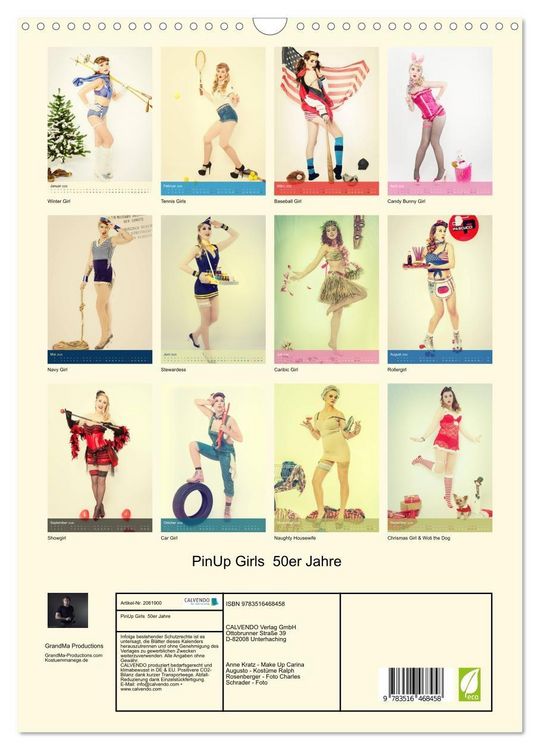 Produktbild: PinUp Girls 50er Jahre (Wandkalender 2026 DIN A3 hoch), CALVENDO Monatskalender