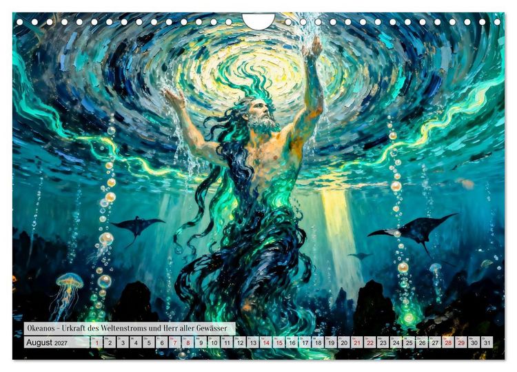 Produktbild: G&ouml;tter der Elemente - Griechische Mythologie Kunstkalender (Wandkalender 2027 DIN A4 quer), CALVENDO Monatskalender