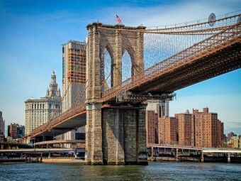 Produktbild: CALVENDO Puzzle Brooklyn Bridge - Br&uuml;cke in eine neue Welt | 1000 Teile Lege-Gr&ouml;&szlig;e 64x48cm Foto-Puzzle f&uuml;r gl&uuml;ckliche Stunden