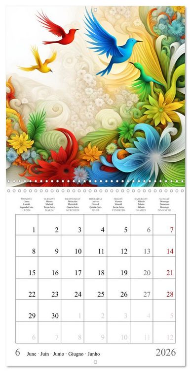 Produktbild: Quatre saisons - Fractales (Calendrier mural carr&eacute; 2026 30x30 cm) Calendrier double avec une page pour vos prises de notes