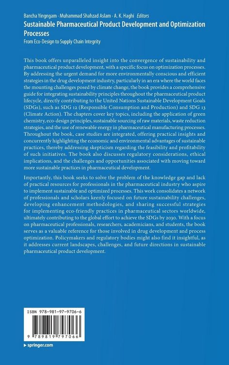 Produktbild: Sustainable Pharmaceutical Product Development and Optimization Processes