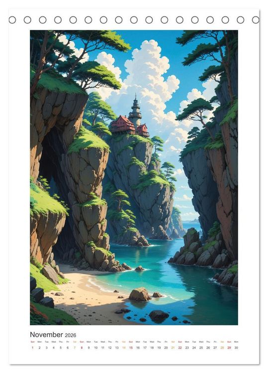 Produktbild: Fantastic Anime Worlds (Desk Calendar 2026 DIN A5 portrait), CALVENDO 12 Month DeskCalendar