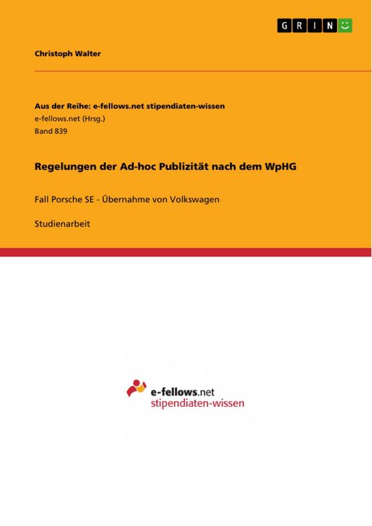 Produktbild: Regelungen der Ad-hoc Publizit&auml;t nach dem WpHG