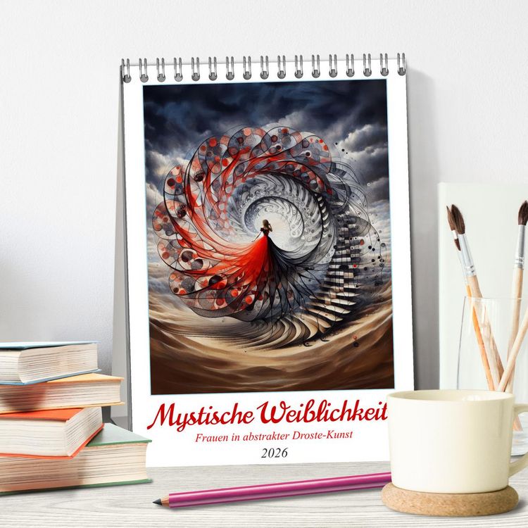 Produktbild: Mystische Weiblichkeit - Frauen in abstrakter Droste-Kunst (Tischkalender 2026 DIN A5 hoch), CALVENDO Monatskalender