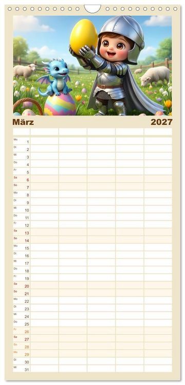 Produktbild: Familienplaner 2027 - Kleiner Ritter - Jahresreise mit 5 Spalten (Wandkalender, 21 x 45 cm) CALVENDO