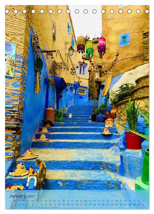 Produktbild: Chefchouen - The Blue City (Desk Calendar 2027 DIN A5 portrait), CALVENDO 12 Month DeskCalendar
