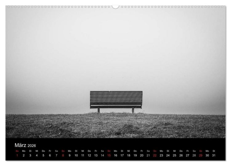Produktbild: Monochrom 2026 (Wandkalender 2026 DIN A2 quer), CALVENDO Monatskalender