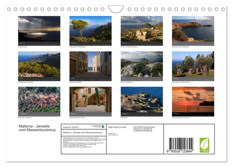 Produktbild: Mallorca - Jenseits vom Massentourismus (Wandkalender 2026 DIN A4 quer), CALVENDO Monatskalender
