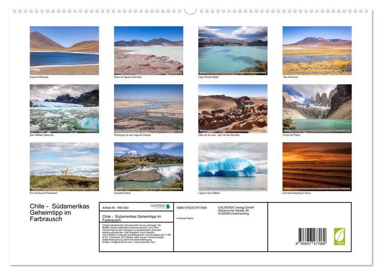 Produktbild: Chile - S&uuml;damerikas Geheimtipp im Farbrausch (hochwertiger Premium Wandkalender 2026 DIN A2 quer), Kunstdruck in Hochglanz