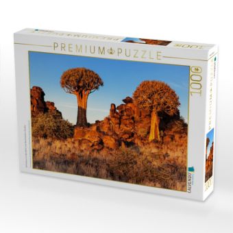 Produktbild: CALVENDO Puzzle K&ouml;cherbaum im Abendlicht in der Namib W&uuml;ste in Namibia | 1000 Teile Lege-Gr&ouml;&szlig;e 64x48cm Foto-Puzzle f&uuml;r gl&uuml;ckliche Stunden