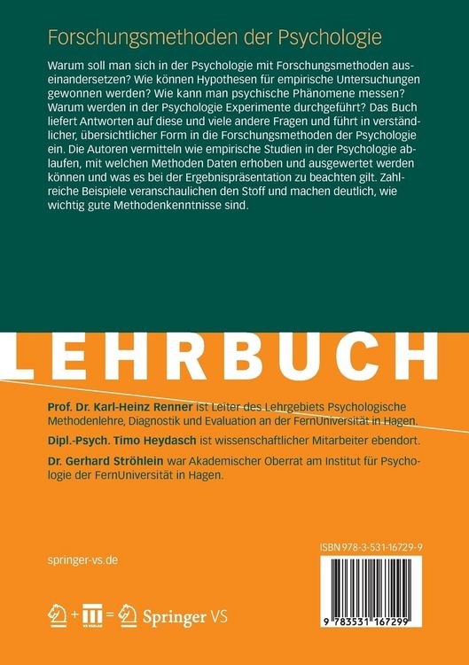 Produktbild: Forschungsmethoden der Psychologie