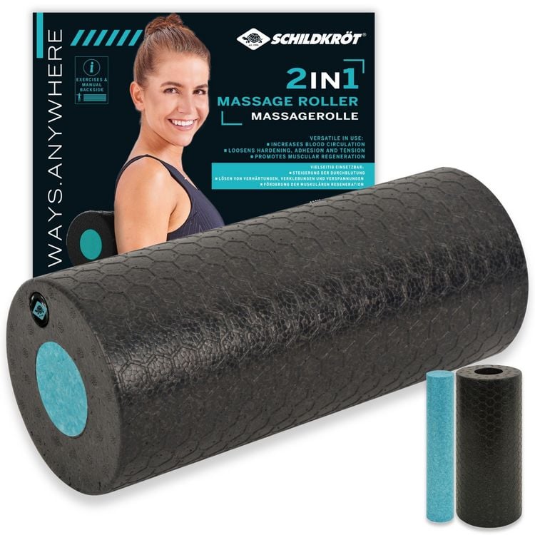 Produktbild: Schildkr&ouml;t 960237 - Massagerolle 2in1, 2-teilig, Kunststoff, Faszienrolle, Selbstmassageset