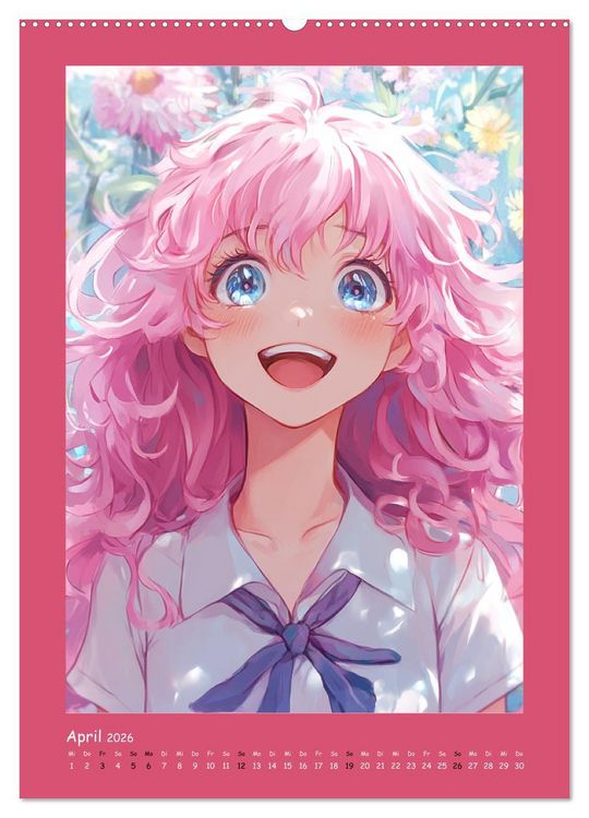 Produktbild: Zauberhafte Momente. Rosa Tr&auml;ume im Manga-Stil (Wandkalender 2026 DIN A2 hoch), CALVENDO Monatskalender