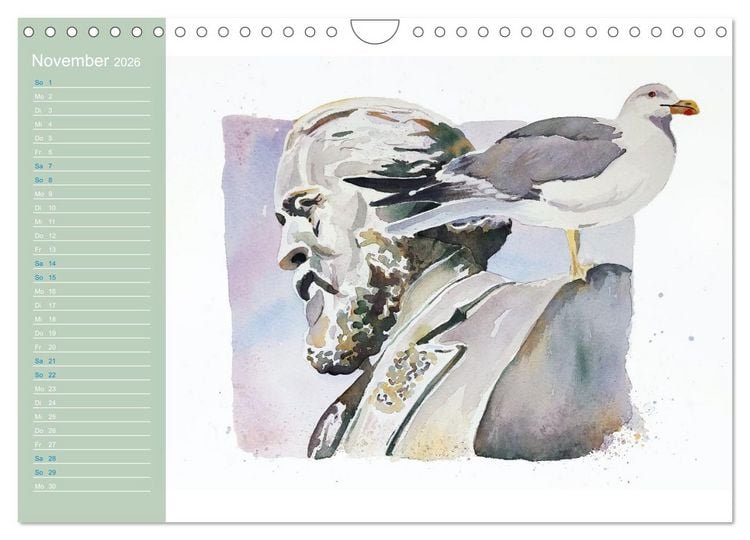 Produktbild: M&ouml;wen - Aquarelle von Julia Pasinski (Wandkalender 2026 DIN A4 quer), CALVENDO Monatskalender