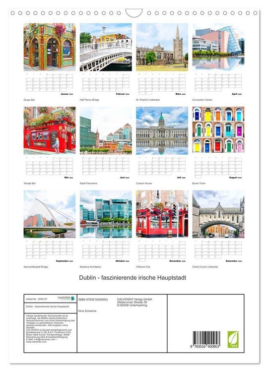 Produktbild: Dublin - faszinierende irische Hauptstadt (Wandkalender 2026 DIN A3 hoch), CALVENDO Monatskalender