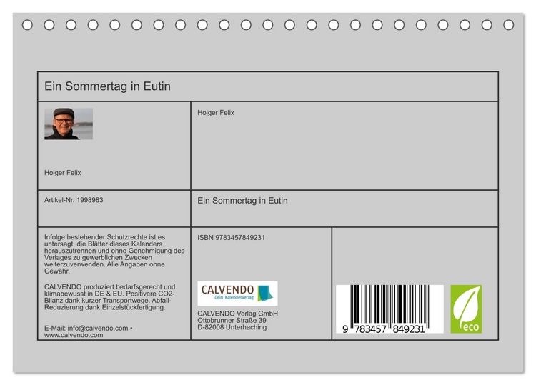 Produktbild: Ein Sommertag in Eutin (Tischkalender 2026 DIN A5 quer), CALVENDO Monatskalender