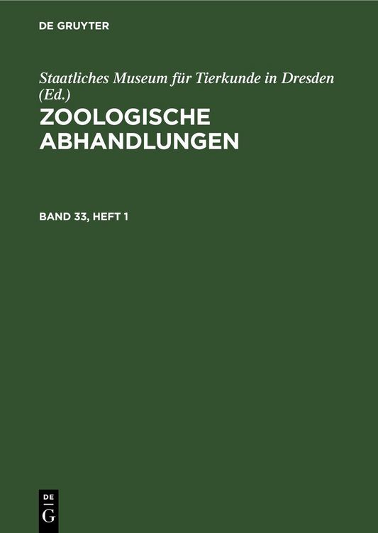 Produktbild: Zoologische Abhandlungen. Band 33, Heft 1