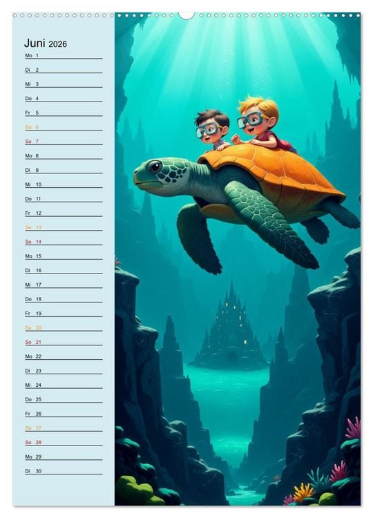 Produktbild: Traumreise ins Abenteuerland - Planer f&uuml;r Kinder (hochwertiger Premium Wandkalender 2026 DIN A2 hoch), Kunstdruck in Hochglanz