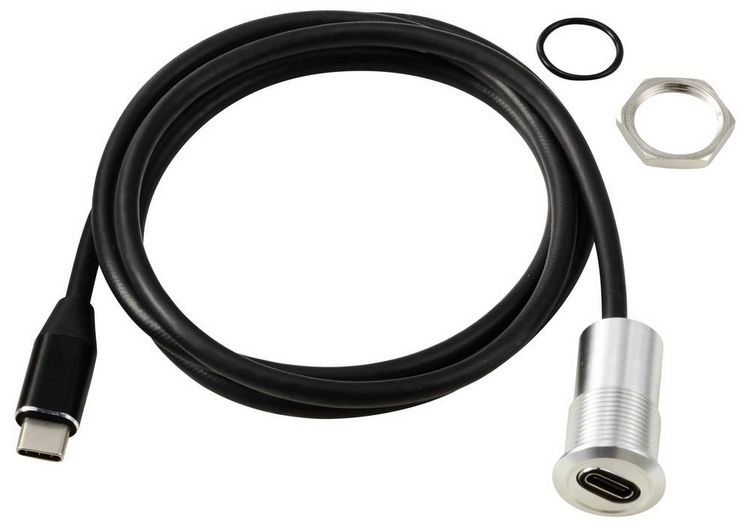 Produktbild: TRU COMPONENTS USB-C&reg; (3.1) Buchse/Stecker 1m Kabel silber TC-13376324 Inhalt: 1St.