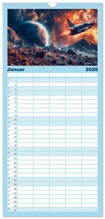 Produktbild: Familienplaner 2026 - Sternenreisen - Ein kosmischer Kalender mit 5 Spalten (Wandkalender, 21 x 45 cm) CALVENDO