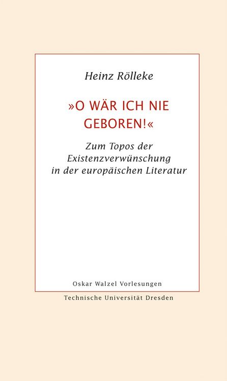 Produktbild: "O w&auml;r ich nie geboren!"