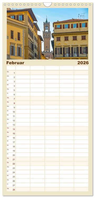 Produktbild: Familienplaner 2026 - Florenz - Impressionen mit 5 Spalten (Wandkalender, 21 x 45 cm) CALVENDO