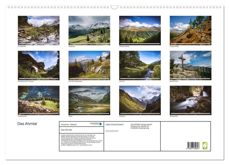 Produktbild: Das Ahrntal (Wandkalender 2026 DIN A2 quer), CALVENDO Monatskalender