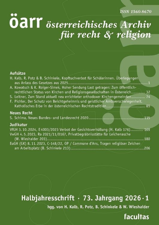 Produktbild: &Ouml;sterreichisches Archiv f&uuml;r Recht & Religion