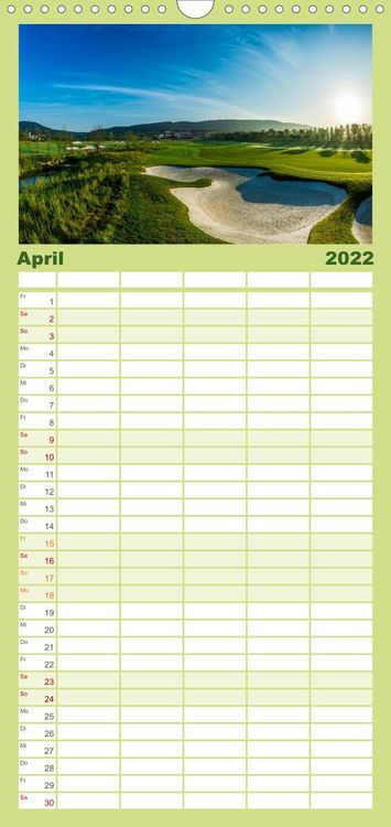 Produktbild: Familienplaner Passion Golf (Wandkalender 2022 , 21 cm x 45 cm, hoch)