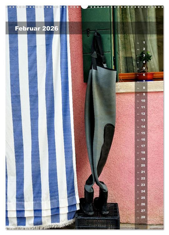 Produktbild: L'isola di Burano - Ein Spaziergang &uuml;ber die farbenfrohe Insel (Wandkalender 2026 DIN A2 hoch), CALVENDO Monatskalender