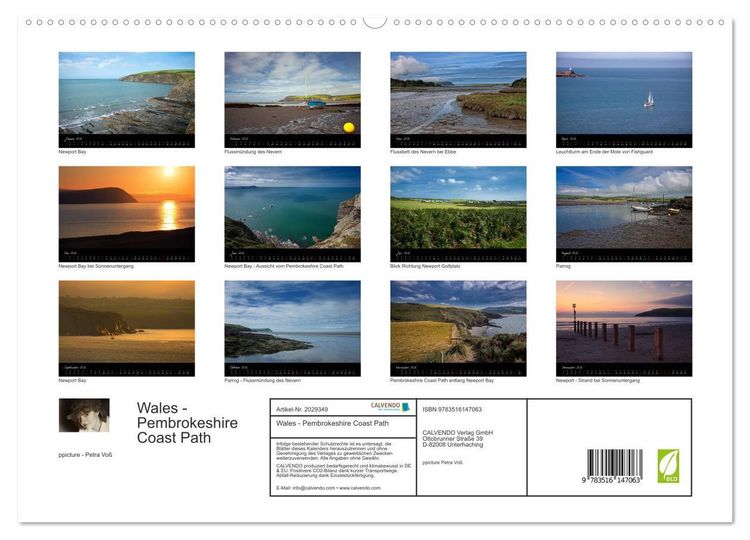 Produktbild: Wales - Pembrokeshire Coast Path (hochwertiger Premium Wandkalender 2026 DIN A2 quer), Kunstdruck in Hochglanz