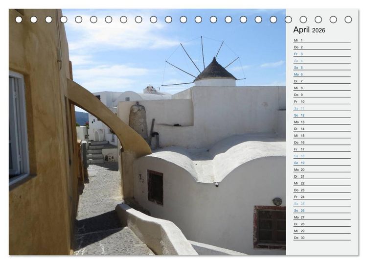 Produktbild: SANTORINI - Idyll auf dem Vulkan (Tischkalender 2026 DIN A5 quer), CALVENDO Monatskalender