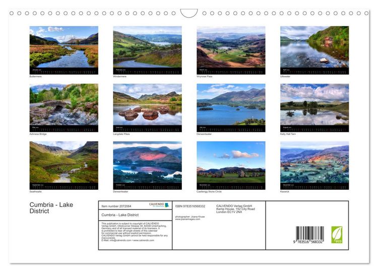 Produktbild: Cumbria - Lake District (Wall Calendar 2026 DIN A3 landscape), CALVENDO 12 Month Wall Calendar