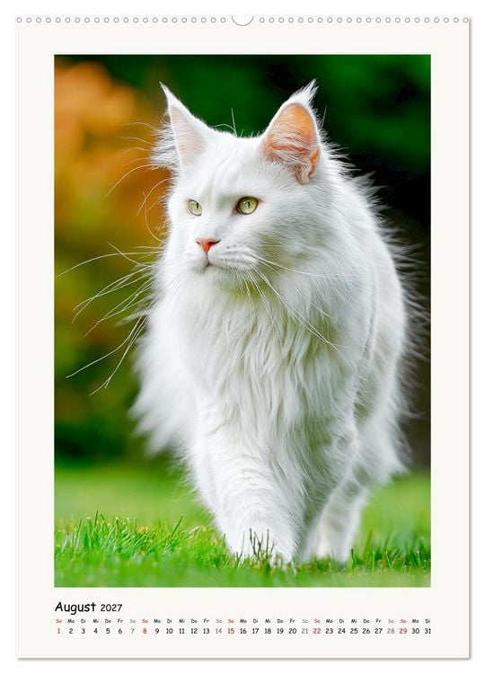 Produktbild: Main-Coon-Katzen. Sanfte Riesen im Gr&uuml;nen (Wandkalender 2027 DIN A2 hoch), CALVENDO Monatskalender