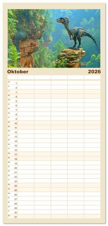 Produktbild: Familienplaner 2026 - Vergessene Wunder - Ein Jahr mit ausgestorbenen Tieren mit 5 Spalten (Wandkalender, 21 x 45 cm) CALVENDO