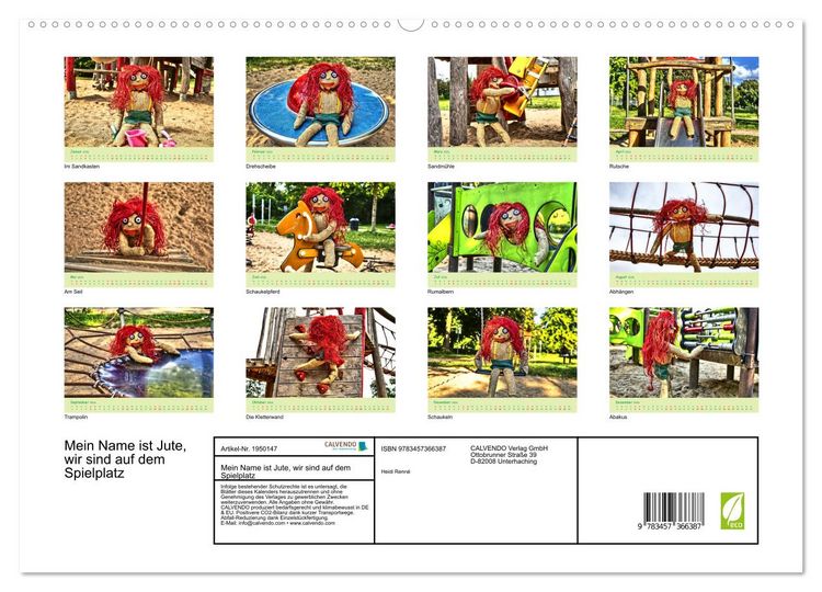 Produktbild: Mein Name ist Jute, wir sind auf dem Spielplatz (hochwertiger Premium Wandkalender 2026 DIN A2 quer), Kunstdruck in Hochglanz
