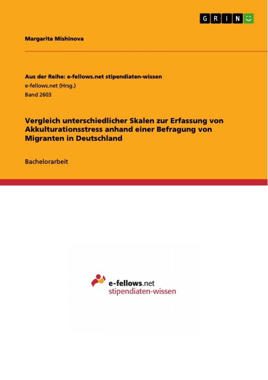 Produktbild: Vergleich unterschiedlicher Skalen zur Erfassung von Akkulturationsstress anhand einer Befragung von Migranten in Deutschland