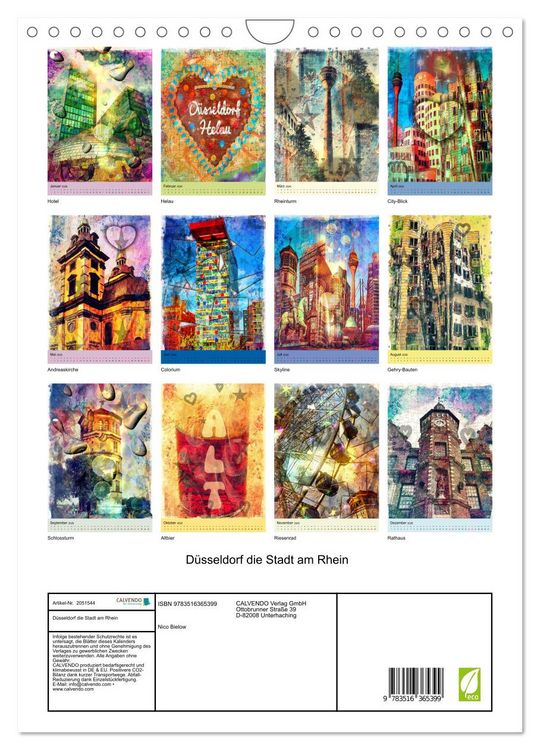 Produktbild: D&uuml;sseldorf die Stadt am Rhein (Wandkalender 2026 DIN A4 hoch), CALVENDO Monatskalender