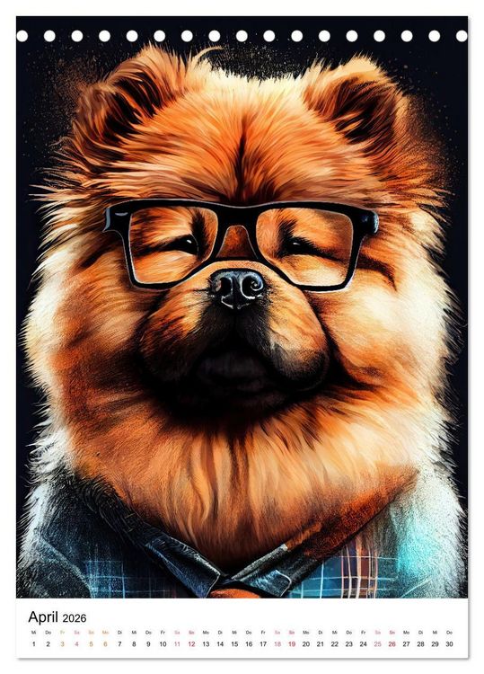 Produktbild: Hunde im Hipster Stil (Tischkalender 2026 DIN A5 hoch), CALVENDO Monatskalender