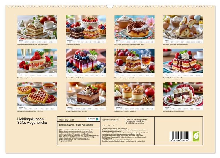 Produktbild: Lieblingskuchen - S&uuml;&szlig;e Augenblicke (hochwertiger Premium Wandkalender 2027 DIN A2 quer), Kunstdruck in Hochglanz