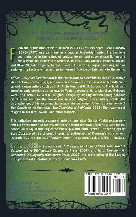 Produktbild: Critical Essays on Lord Dunsany