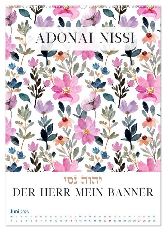 Produktbild: Hebr&auml;ische Namen Gottes aus der Torah (hochwertiger Premium Wandkalender 2026 DIN A2 hoch), Kunstdruck in Hochglanz