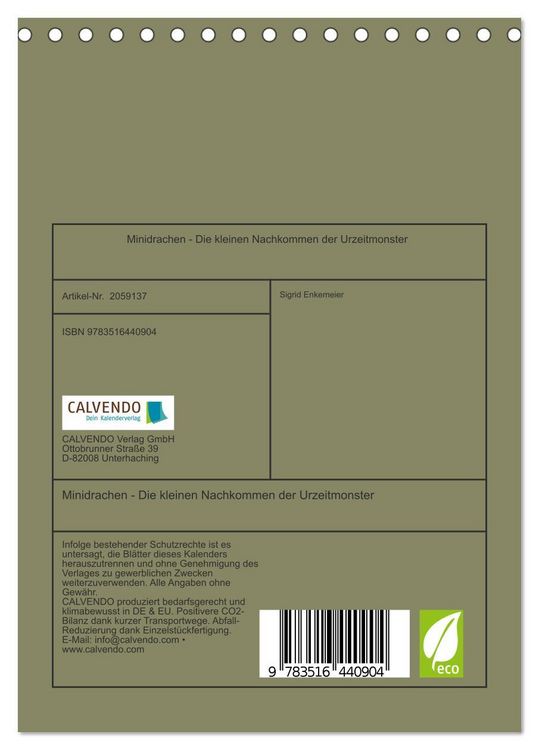 Produktbild: Minidrachen - Die kleinen Nachkommen der Urzeitmonster (Tischkalender 2026 DIN A5 hoch), CALVENDO Monatskalender