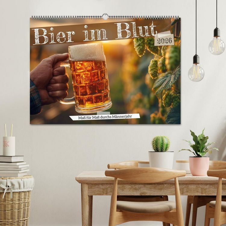 Produktbild: Bier im Blut - Ma&szlig; f&uuml;r Ma&szlig; durchs M&auml;nnerjahr (Wandkalender 2026 DIN A2 quer), CALVENDO Monatskalender