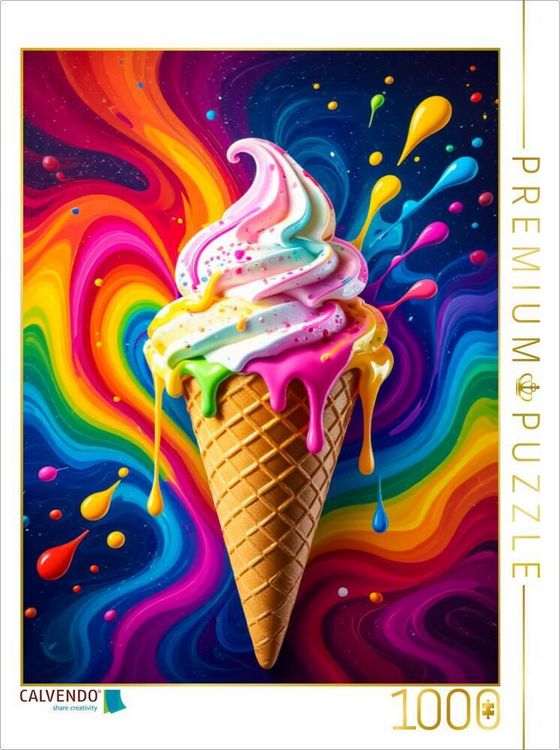 Produktbild: CALVENDO Puzzle Eiscreme im Regenbogenrausch | 1000 Teile Lege-Gr&ouml;&szlig;e 64x48cm Foto-Puzzle f&uuml;r gl&uuml;ckliche Stunden