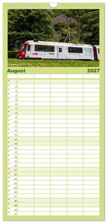 Produktbild: Familienplaner 2027 - Die Rh&auml;tische Bahn - Ein Kurztrip in die Schweiz mit 5 Spalten (Wandkalender, 21 x 45 cm) CALVENDO