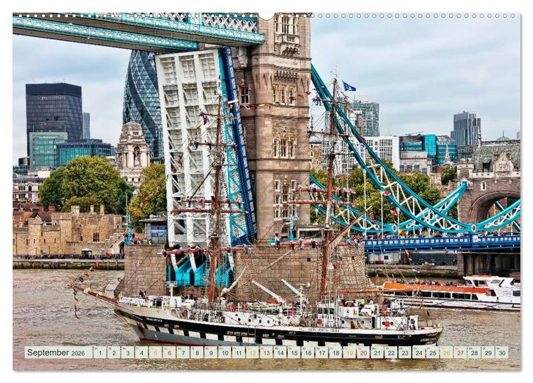 Produktbild: B&uuml;hne frei f&uuml;r London und die Themse (hochwertiger Premium Wandkalender 2026 DIN A2 quer), Kunstdruck in Hochglanz