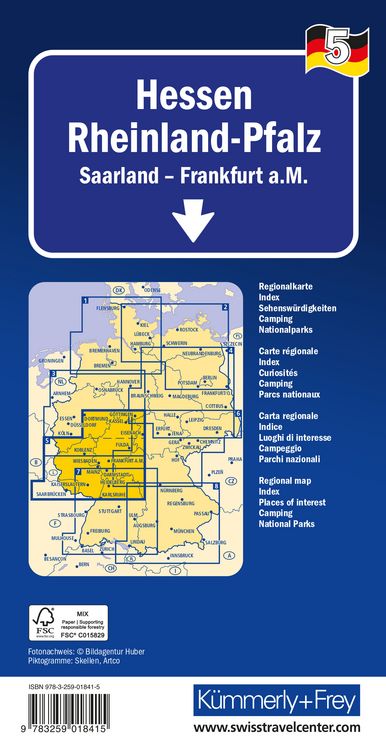Produktbild: K&uuml;mmerly+Frey Regional-Strassenkarte 5 Hessen, Rheinland-Pfalz 1:275.000