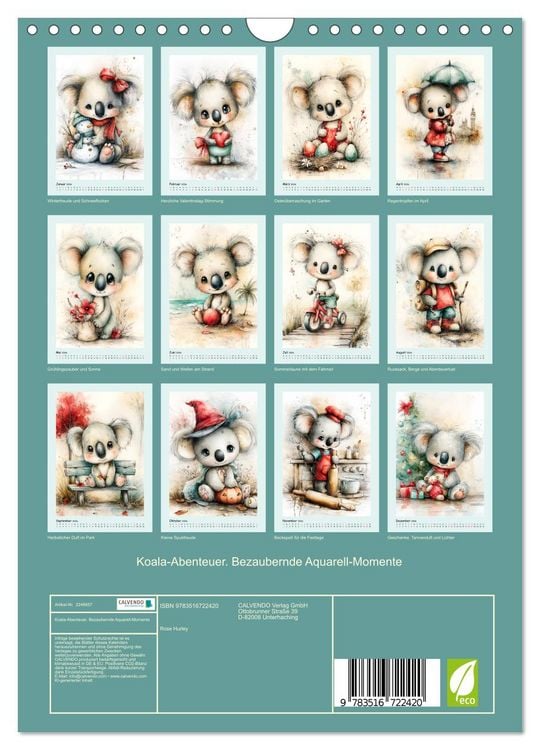 Produktbild: Koala-Abenteuer. Bezaubernde Aquarell-Momente (Wandkalender 2026 DIN A4 hoch), CALVENDO Monatskalender