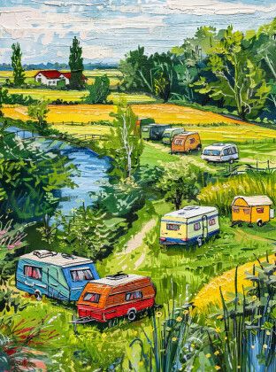 Produktbild: CALVENDO Puzzle Wohnwagenidylle in Holland auf einer Wiese | 2000 Teile Lege-Gr&ouml;&szlig;e 90x67cm Foto-Puzzle f&uuml;r gl&uuml;ckliche Stunden